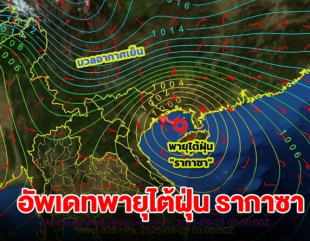 อัพเดทเส้นทางพายุไต้ฝุ่น รากาซา กำลังเคลื่อนตัว ไทยรับมือฝนตกหนัก